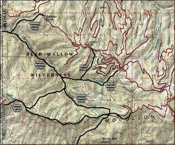Bear Wallow Wilderness map