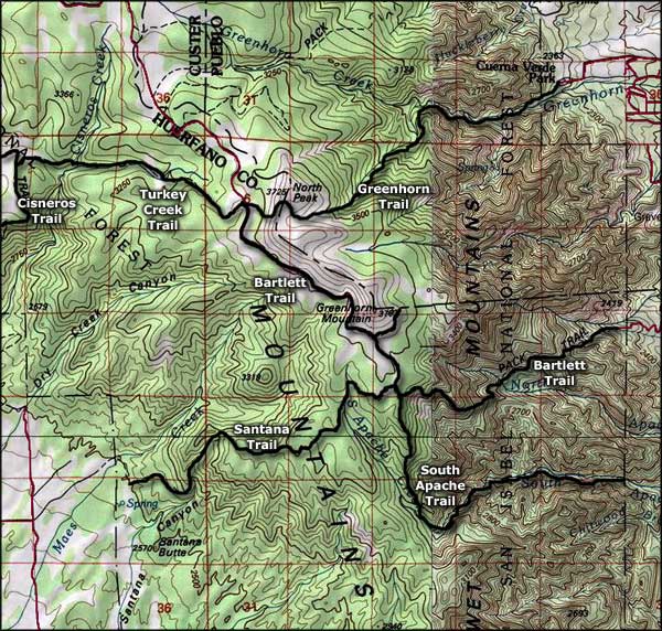 Greenhorn Mountain Wilderness map