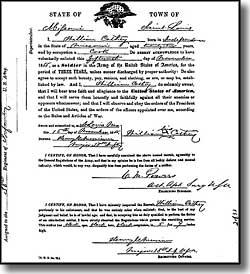 Cathay Williams enlistment document