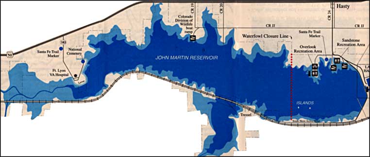 map of John Martin Reservoir State Park