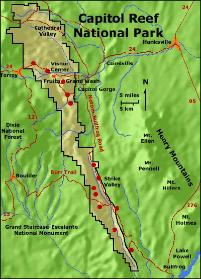 map of Capitol Reef National Park