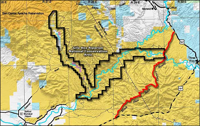BLM map of the Gila Box Riparian National Conservation Area