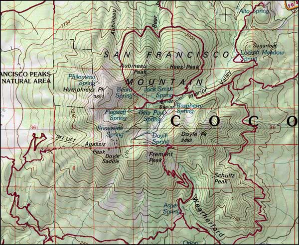 Kachina Peaks Wilderness area map