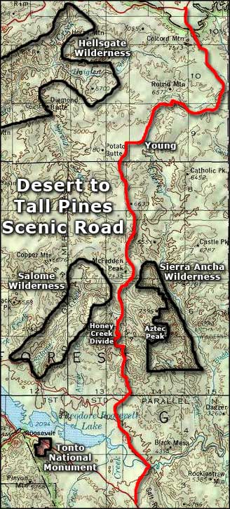 Desert to Tall Pines Scenic Road area map