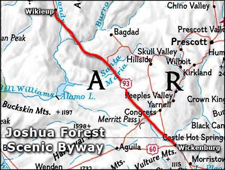 Joshua Forest Scenic Byway location map