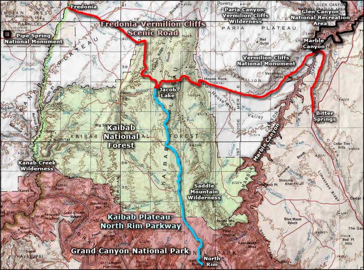 Kanab Creek Wilderness area map