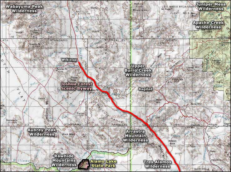 Upper Burro Creek Wilderness area map