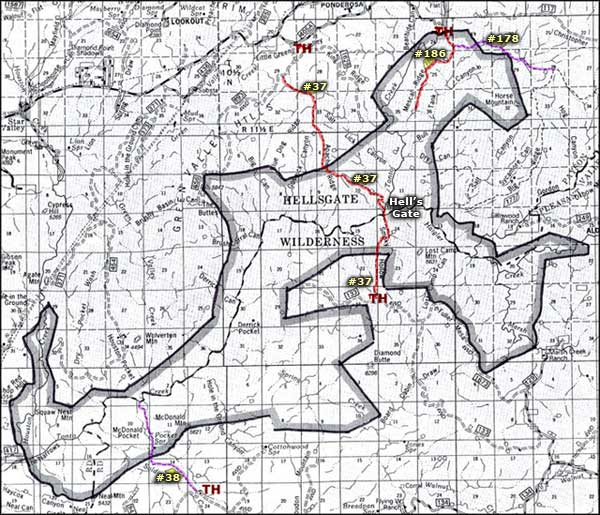 Hellsgate Wilderness map