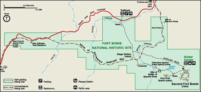 Map of Fort Bowie National Historic Site