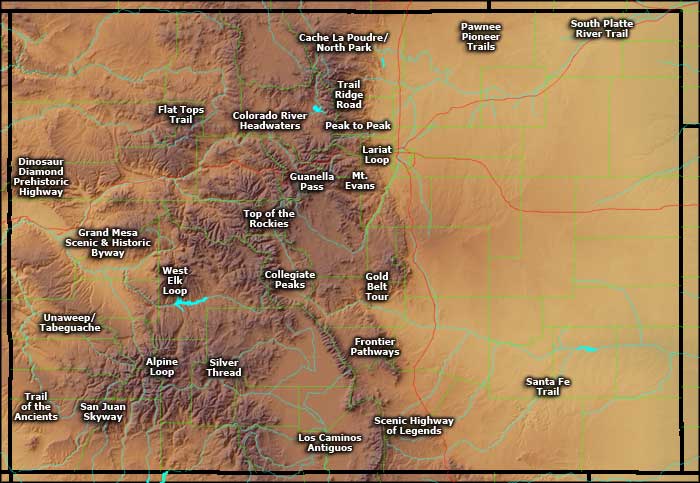 Map of Colorado's Scenic Byways