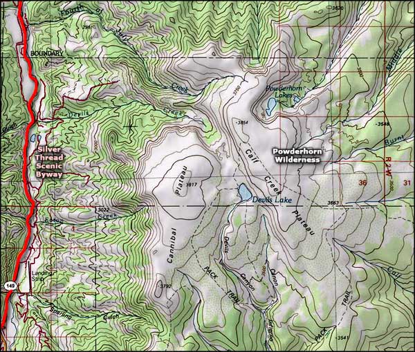 Powderhorn Wilderness map