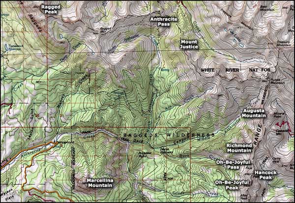 Raggeds Wilderness map
