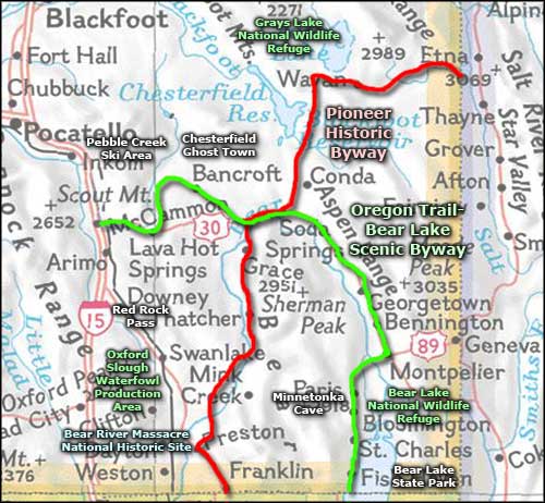 Oregon Trail-Bear Lake Scenic Byway area map