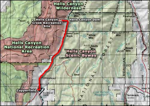 Hells Canyon Scenic Byway area map