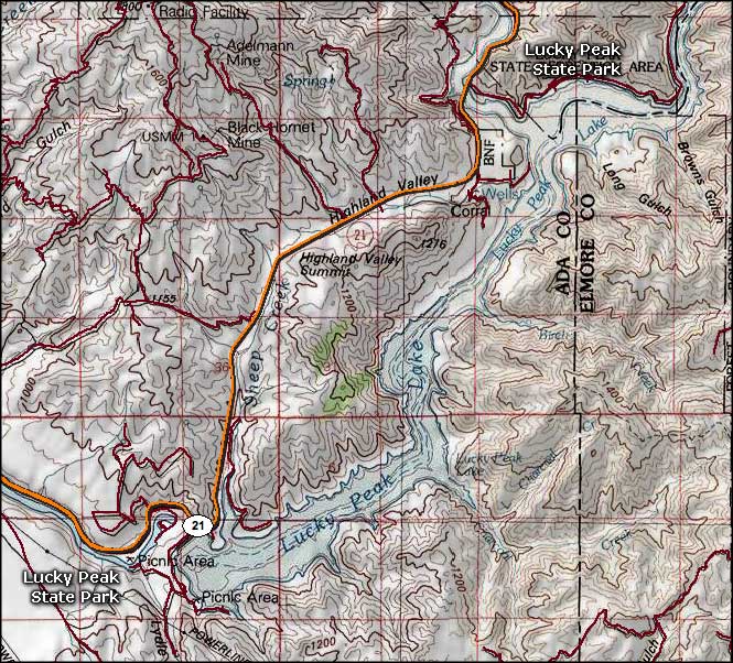 Lucky Peak State Park area map