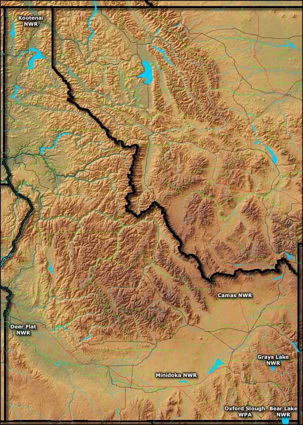 Map of National Wildlife Refuges in Idaho