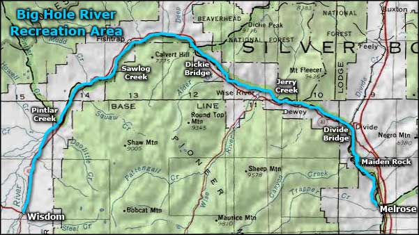 Big Hole River Recreation Sites area map