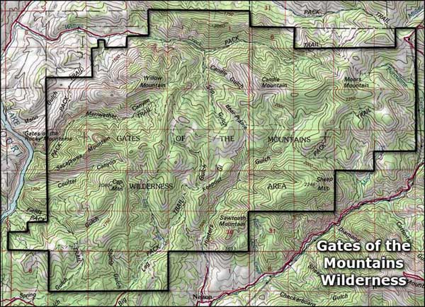Gates of the Mountains Wilderness map