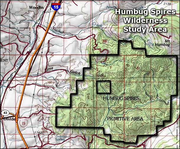 Humbug Spires Wilderness Study Area area map