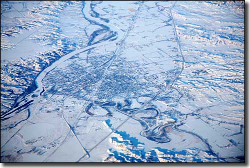 Aerial view of Miles City, Montana