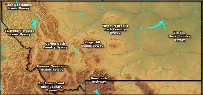 Montana Scenic Byways map