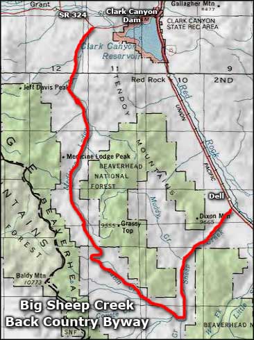 Big Sheep Creek Back County Byway area map