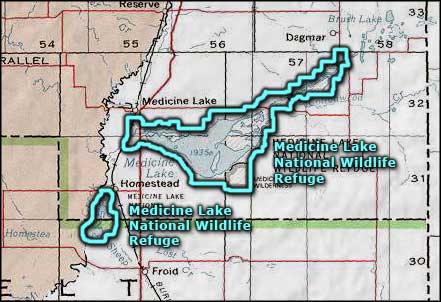 Medecine Lake National Wildlife Refuge area map