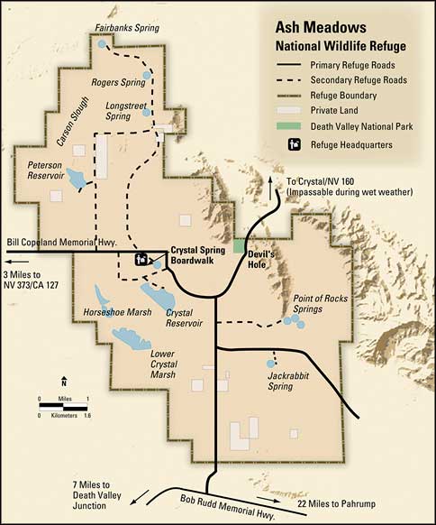 Ash Meadows National Wildlife Refuge area map