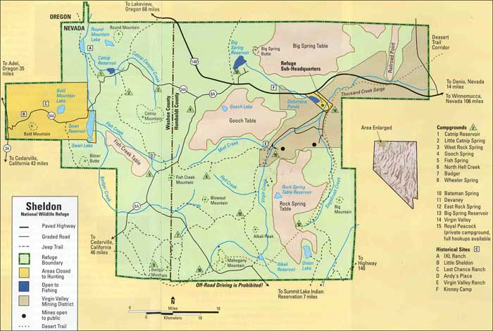 Sheldon National Wildlife Refuge area map