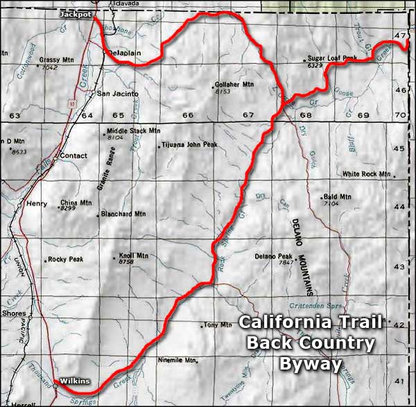 California Trail Back Country Byway area map