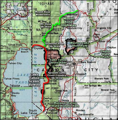 Mount Rose Scenic Byway area map