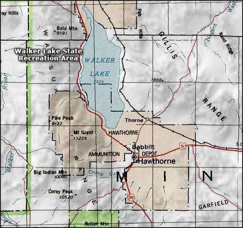 Walker Lake State Recreation Area area map