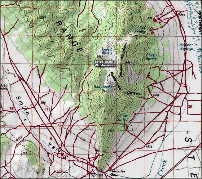 Bristlecone Wilderness map