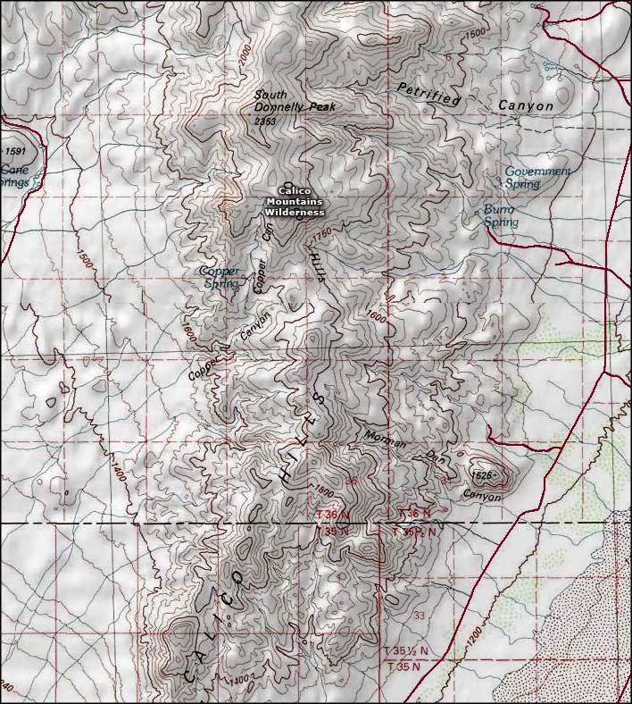 Calico Mountains Wilderness map