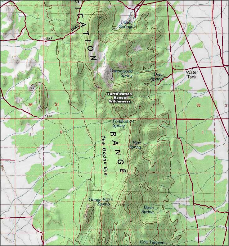 Fortification Range Wilderness map