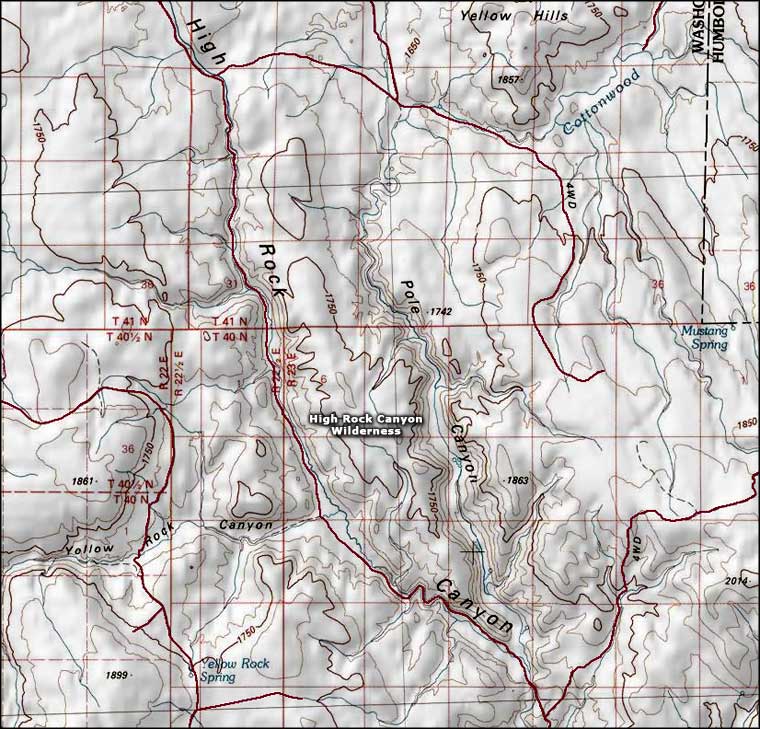 High Rock Canyon Wilderness map