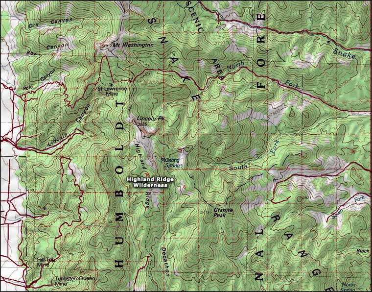 Highland Ridge Wilderness map