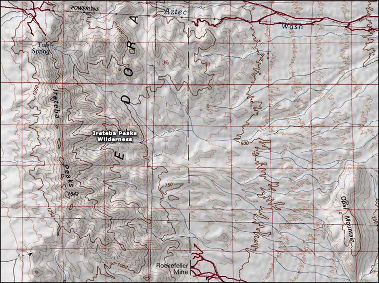 Ireteba Peaks Wilderness map