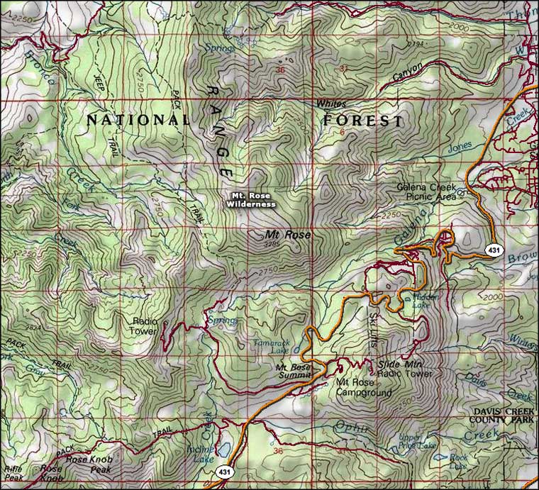 Mt. Rose Wilderness map