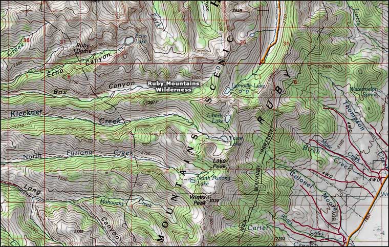 Ruby Mountains Wilderness Map Ruby Mountains Wilderness