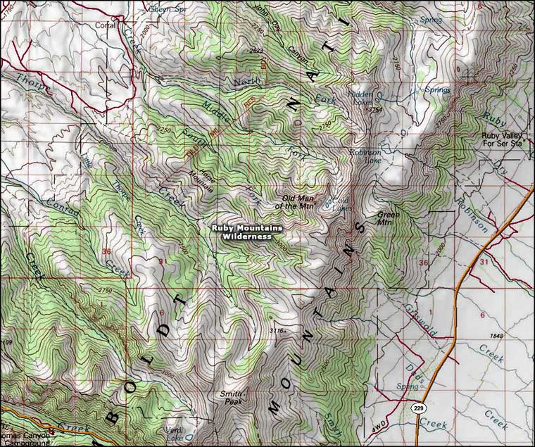 Ruby Mountains Wilderness Map Ruby Mountains Wilderness