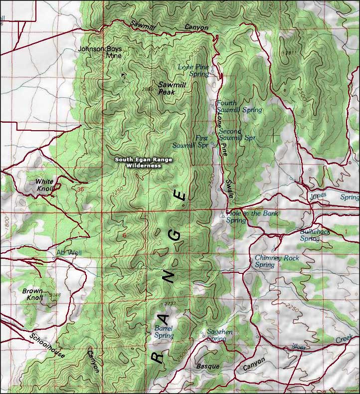 South Egan Range Wilderness map