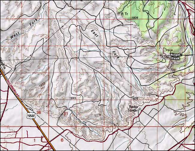 Map of Angel Peak National Recreation Area