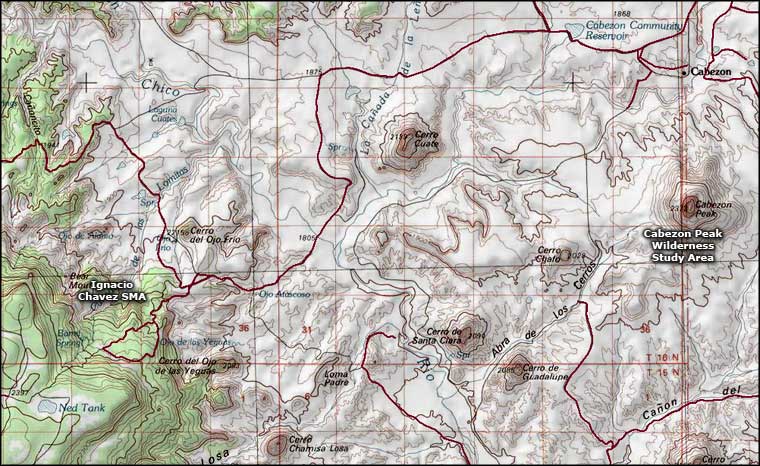 Cabezon Peak Wilderness Study Area area map