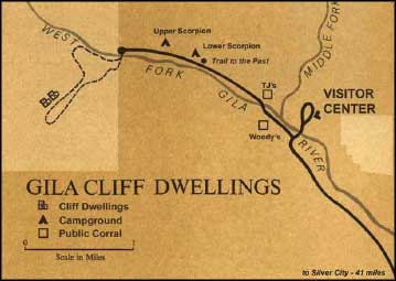 Gila Cliff Dwellings ruins map