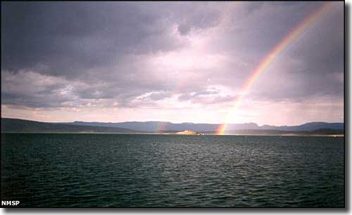 A rainbow over Heron Lake State Park