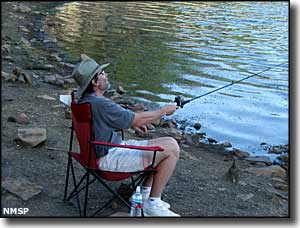 A fisherman trying his luck at Morphy Lake State Park
