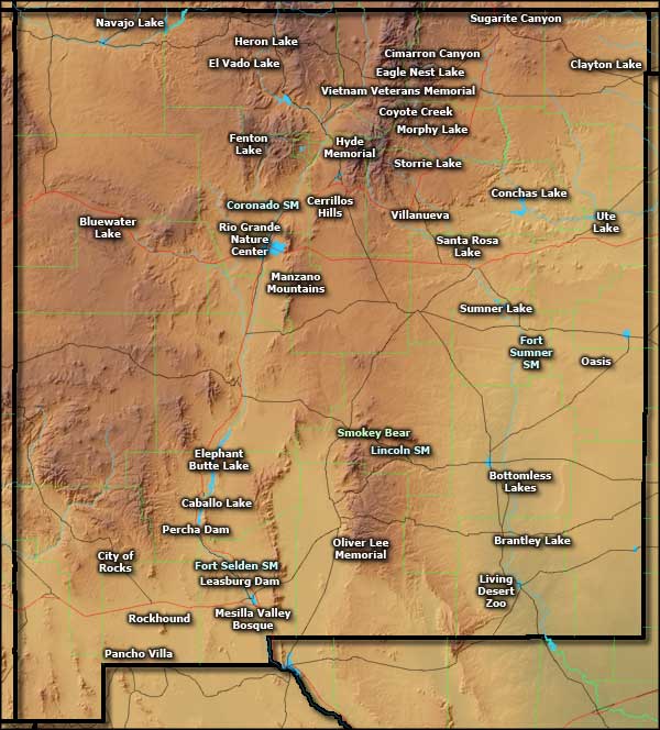 New Mexico State Parks location map