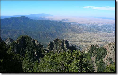 Looking south from the observation deck at the summit of Sandia Peak