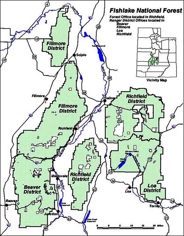 Map of Fishlake National Forest